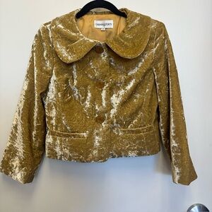 Bloomingdale’s Gold Velvet Blazer with Large Buttons
